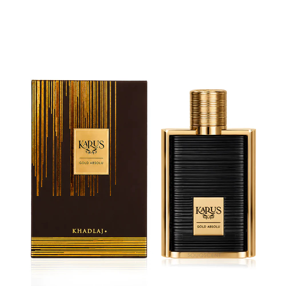 Khadlaj Karus Gold Absolu Eau de Parfum 100ML luxury unisex perfume bottle available at Al Raies Perfumes Qatar