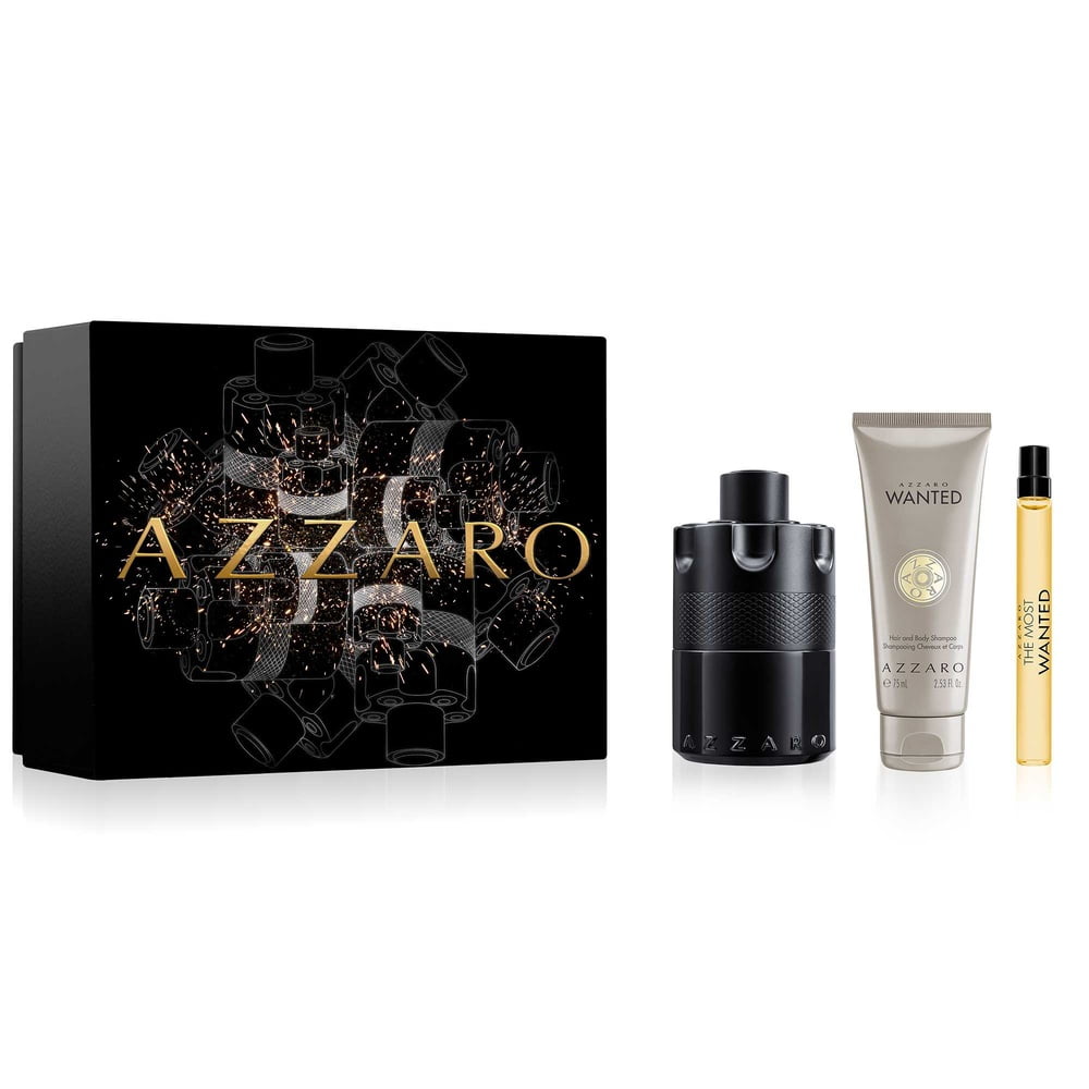 Azzaro The Most Wanted For Men Set EDP Intense 100ML + EDP Intense 10ML + Hair & Body Shampoo 75ML