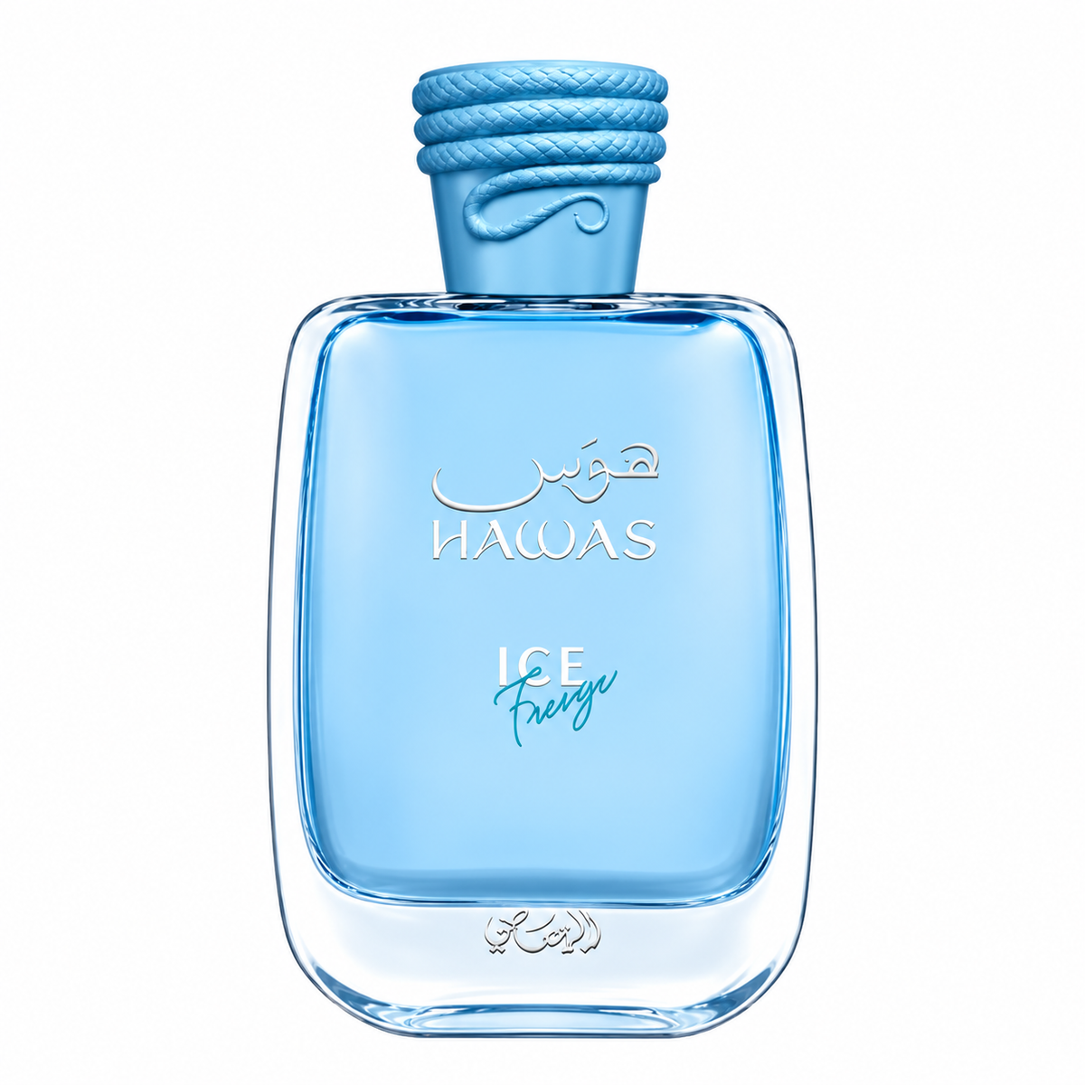 Rasasi Hawas Ice Freeze Eau de Parfum 100ML bottle centered on a white background - Al Raies Perfumes Qatar